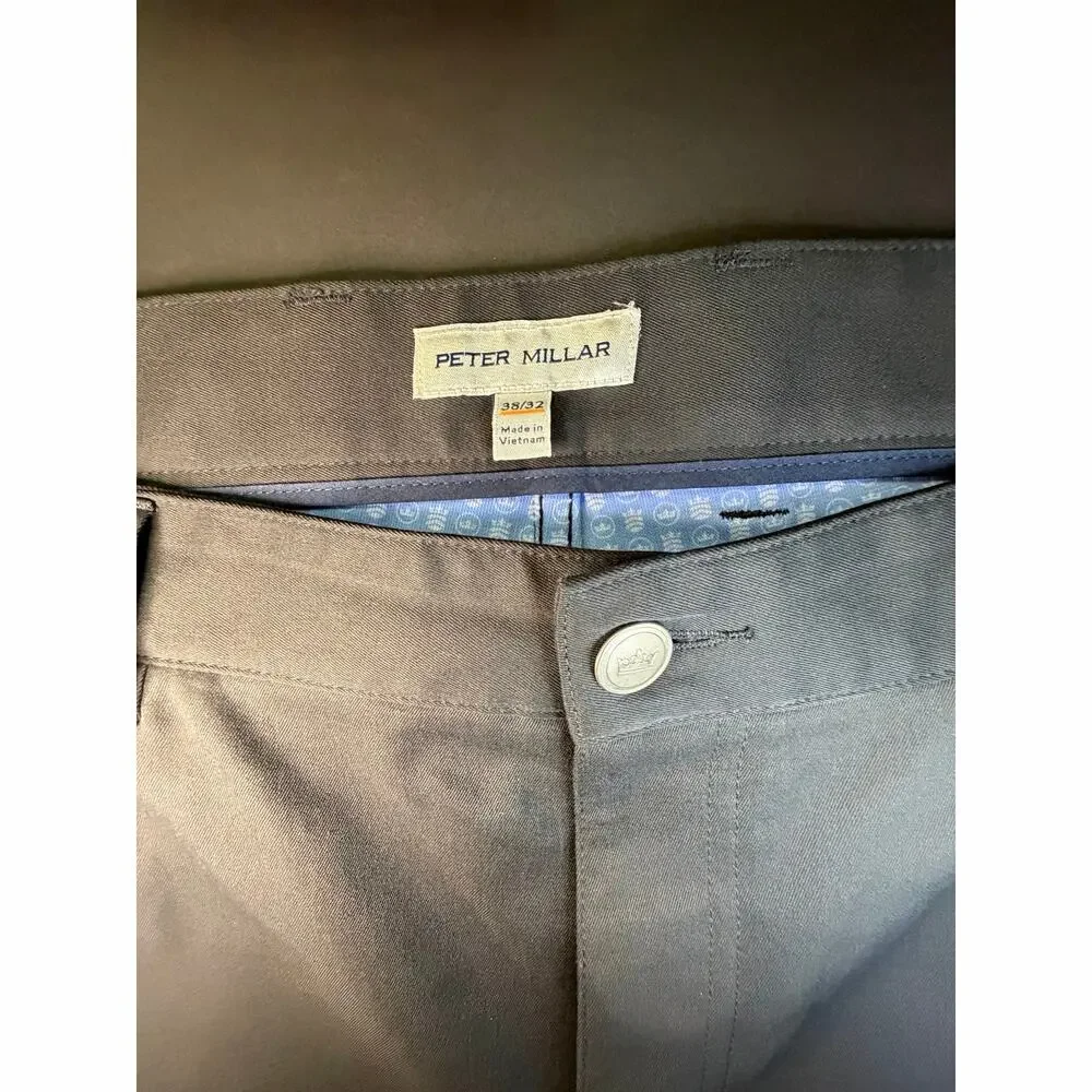 Peter Millar Men’s 38/32 Performance Trousers – Charcoal Black EB66 Style